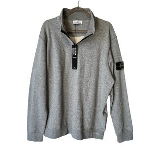 Stone Island Felpa 1/4 zip Knit 3XL New Mock neck sweatshirt Gray Mens 3X NWT